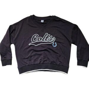 NFL Indianapolis Colts Sweatshirt Womens Large Blue V Neck Soft Stretch Relaxed